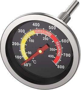 Alloxity Grill Temperature Gauge, 2.36", Grill Thermometer for Various Types of Grills, Durable & High-Temperature Resistant, BBQ Thermometer with 4 Visible Colored Zones (Silver)