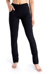 Yogipace, 5 Pockets, Tall Women's Straight Leg Yoga Pants Long Stretch Dress Pants Slim fit Workout Pants Travel Commute Work, 35", Black, L