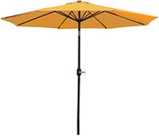 Sunnydaze 9-Foot Patio Umbrella - Push-Button Tilt and Crank Handle - Aluminum Pole and Polyester Shade Canopy - Gold