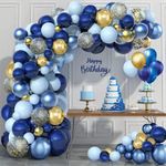 Navy Blue Balloon Arch Kit - 133pcs Navy And Gold Balloon Garland Kit With Gold Confetti Balloon,Diy Balloon Arch For Boy Men Birthday Space Party Wedding Baby Showers Graduation Decoration