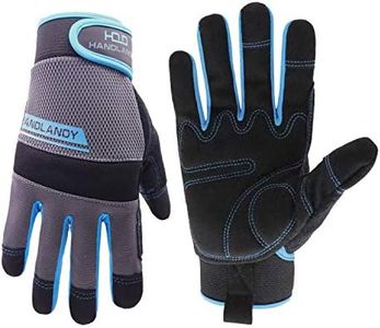 HANDLANDY Work Gloves Men & Women, Utility Mechanic Working Gloves Touch Screen, Flexible Breathable Yard Work Gloves (Large, Grey)