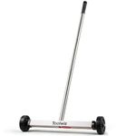 Toolwiz Magnetic Pick Up Sweeper 38cm 15-inch Heavy Duty Magnet Pickup Lawn Sweeper Roofing Tools, 4.53KG 10 Lbs Yard Tools with Telescoping Holder and Wheels to Clean Nails Adjustable Handle