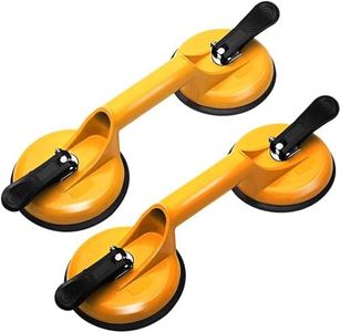 KVNTOOLS 440 Lbs Suction Cups Heavy Duty Aluminum Vacuum Plate Handle Glass Holder Hooks to Lift Large Glass/Tile Lifter/Moving Glass/Pad for Lifting/Dent Puller (2 Pack)(Aluminum, Yellow)