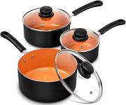 MICHELANGELO Nonstick Sauce Pan with Lid, 1QT&2QT&3QT Ceramic Saucepan, Copper Saucepans,PFAS-Free Pot Set,Small Pots for Cooking,Multipurpose Cooking Pots Set for Home Kitchen,Dishwasher Safe