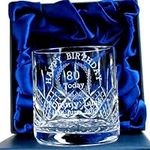 80th Birthday Whisky Glass for Him Her Personalised Engraved 24% Lead Crystal Tumbler Presentation Boxed