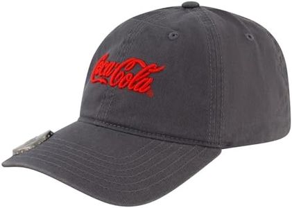 Coca Cola Dad Hat, Logo Cotton Adjustable Baseball Cap with Curved Brim and Bottle Opener, Grey, One Size