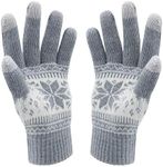 HOTER® Winter Lover Snow Print Keep Warm Touch Screen Gloves - Women Grey 20CM