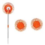 Round Microfiber Dry and Wet Dust Mops - Reusable Round Mop, Adjustable Handle Rod Design Cleaning Mop with 2 Coral Velvet Mop Head for Cleaning Household Floors and Walls