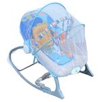 INFANTSO Baby Rocker & Bouncer for 0 to 2 Years (Dark Blue), Portable Chair for Newborn with Mosquito Net, U-Shaped Pillow with Calming Vibrations, Soft Music & Hanging Toys, Adjustable Toddler Swing