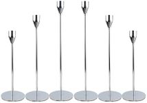 InciFuerza Taper Candle Holders Set, Modern Decorative Candlestick Holder for Home Decor, Dining, Party, Wedding, and Anniversary (6Pcs Silvery)