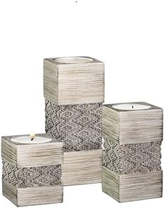 Tealight Candle Holder Set of 3 - Centerpiece for Living Room and Dining Room Table Decor, Coffee Table Decor, Ideal for Fireplace, Entrance or Bathroom (Dublin Silver)
