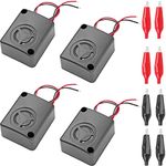 DKARDU 4 pcs Black Mini Piezo Alarm Siren 12V DC 110dB Insurance AntiTheft HighDecibel Square Shell Active Buzzer Alarm with Alligator Clip for Car Safes