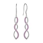 Aurora Tears Women's 925 Sterling Silver Infinity Symbol Earrings Pink Dangle Drop Hook Earring Jewelry Gifts for Women and Girls DE0062P