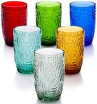 Gala Houseware Vintage Drinking Glasses Set of 6, (Multi-Color, 12.5 oz)