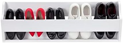 Elegant Brands Shoe Rack Storage Organiser, Wall-Mounted, White, Wood, Richmond Range
