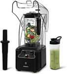 CRANDDI Commercial Quiet Blender, 2200 Watt Professional Countertop Blender with BPA-FREE 80oz Pitcher, Built-in Pulse & 15-speeds Control, Smoothie Blender for Commercial and Home 110V (Black)