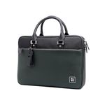 EUME Commute Laptop Bag for Men | Office Bag for Men & Women | With Padded Compartment | Vegan Leather & Nylon Fabric | Fits Up to 15.6" Laptop & MacBook, 11L, Black & Forest Green