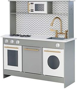 Teamson Kids Little Chef Berlin Modern Play Kitchen with Accessories, Gray/White