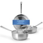 Misen 5-Ply Stainless Steel Cookware Set: 3 QT Stainless Steel Saucier with Lid, Saute Pan with Lid & 10" Frying Pan - Excellent Searing, Sauteing & Everyday Cooking 5-Piece Set - Mother's Day Gifts