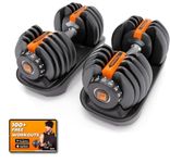 Flexnest Adjustable Iron Dumbbells Set, Designed-in-Germany, Easy Weight Adjustment 24Kg & 40Kg, Home Workout, Gym Exercise Set For Men & Women (Black, 40Kgs - Set of 2)