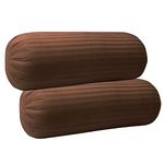 Trance Home Linen 100% Cotton 16x32 inch 200TC Striped Bolster Cover | Round Bed Side Long Bolster Pillow Cover to fit 24" Length 9" Dia | Pack of 2 Bolster Cover only (16x32 inch,Chocolate Brown)