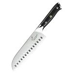 Cuttana Santoku Chef's Knife - 7-Inch - Legacy Series - German Stainless Steel- Ergonomic Natural Ebony Wood Handle