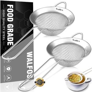 Walfos Small Fine Mesh Tea Strainer, Mini Stainless Steel Sieve with Handle, 2.8 Inch Kitchen Metal Sifter Strainers for Tea, Juicing, Coffee, Cocktail, Powdered Sugar, Matcha (2 Pack)