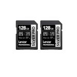 Lexar SILVER PRO SD Card 2x128GB, UHS-II SD Memory Card, V60, U3, C10, Up to 280MB/s Read/120MB/s Write, SDXC Card for DSLR/Camera/Professional Photographer/Videographer/Enthusiast(LSDSIPR128G-B2NAA)