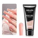 Gellen Poly Gel Nail Extension Gel Peachy Nude Builder Gel for Nails, 60 g Large Capacity Nail Extension Natural Nail Strengthener Coloring Gel for Manicure Nail Art Design