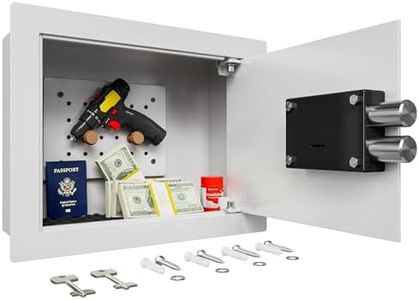 KornerBatl Small Hidden In Wall Safe Between 16" Studs, 0.327 cu ft Security Floor Safe with Removable Pegboard, Key Access White In Wall Safe for Jewelry, Passport, Document Storage
