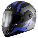 Vega Cliff Dx Pioneer ISI Certified Lightweight Full Face Smooth Matt Finish Helmet for Men and Women with Clear Visor(Dull Black Blue, Size:M)