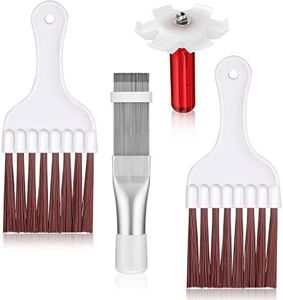 4 Pieces Air Conditioner Condenser Fin Cleaning Brush Coil Condenser Brush AC Fin Comb Stainless Steel Air Refrigerator Fin Cleaner Whisk Brush, 3 Styles