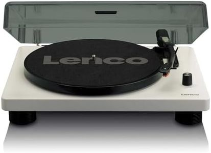 Lenco LS-50 Vinyl Record Player Turntable Bluetooth with Integrated Speaker Preamp 33, 45 and 78 RPM Vinyl to MP3, Includes Extra Stylus Grey Imported from EU