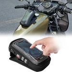 KEMIMOTO Magnetic Motorcycle Phone Case Tank Bag Phone Holder Water-Resistant Breathable Gas Small Phone Bag Case Adjustable Angle Touch Screen Cell Phone Mount Universal up to 6.3 Inch Black