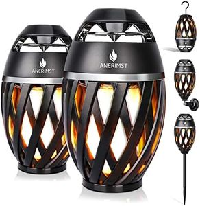 ANERIMST Torch Bluetooth Speaker with Poles/Hook, Flickering Flame Effect, Outdoor/Indoor Waterproof Stereo Speakers, Led Lantern for Party/Yard/Patio/Gifts, 2 Pack, Yellow Light (Jean-tan-707)