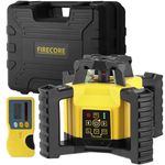 Firecore 1968ft Self-Leveling Horizontal Rotary Laser Level with FRD100 Receiver, FRL300R Construction Laser, 360 Degree Red Laser Beam, IP55 Waterproof Remote Control, Rechargeable Battery Included