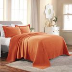 Superior 100% Cotton Fleur De Lis Matelasse Twin Bedspread, Mandarin