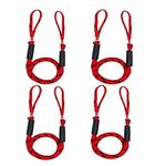 Dock Lines Bungee Mooring Rope Bungee Dockline for Boat Jet Ski Kayak Pontoon PWC Boat Accessories 4ft 4 Pack Red&Black Spot