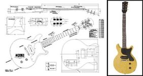 Plan of Gibson Les Paul Jr. Double-Cutaway Electric Guitar - Full Scale Print