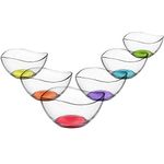 LAV Vira 6-Piece Glass Dish Set with Coloured Bases, Dishes, Glass Dish, Dessert Bowl, Coloured Glass Bowl, Starter Glass Glasses 310ml