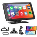 KAXRUO Portable Wireless CarPlay Android Auto Screen - Car Stereo 7" HD Touchscreen Radio CarPlay Screen for Car Fits Apple&Android, Car Audio Receivers with Bluetooth/AUX/FM/Voice Control