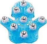 Chargenyang Hand Held Massager for Muscle Back Neck Joint Foot Shoulder Leg Pain Relief, Palm Shaped Full Body Massage Tool with 9 360-degree-Metal Roller Ball(Blue)