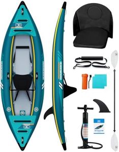 OCEANBROAD V1-320 Inflatable Sit-in Kayak, 1-Person, 3.2m/10ft, with Paddle, Kayak Seat, Pedal, Hand Pump and Bag