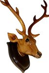 Bankura Traditional Art Center, Deer Head Wooden Handicrafts Home Decor Wall Mounted showpieces for Wall Hanging Decoration Product, 46cm Clear, 1 in The Box