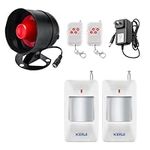 TOWODE Standalone Home Office&Shop Security Alarm System Kit,Wireless Loud Indoor/Outdoor Weatherproof Strobe Siren Horn with 2 Remote Control and 2 Infrared Motion Sensor Alarm