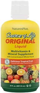 Natures Plus Source of Life Liquid, Tropical Fruit - 30 fl oz - Multivitamin & Mineral Supplement - Gluten Free, Vegetarian - 30 Servings