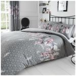 GC GAVENO CAVAILIA Feather Bedding Sets Grey, Reversible Duvet Cover, Warm Cosy Bed Covers, Double Quilt Set, Grey (699934)