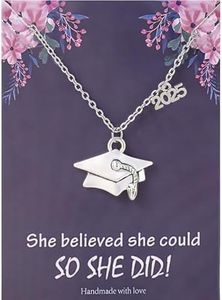 Personalized Graduation Cap Necklace for Her,Class of 2025,Fashion Pendant Necklace for Her,Graduation Gifts for High School/College/8th Grade/Nursing/5th Grade/Masters Degree/Phd (silver)