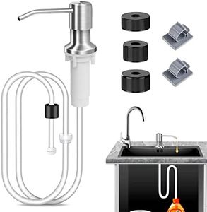 Kitchen Sink Soap Dispenser, 304 Stainless Steel Sink Soap Dispenser Pump, Built in Soap Dispenser for Kitchen