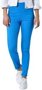 Roman Originals Jeggings for Women UK Jean Ladies Stretchy Trousers Denim Leggings High Waist Rise Pull On Skinny Straight Leg Cotton Pants Flattering Smart - Fluorescent Blue (31 in) - Size 14